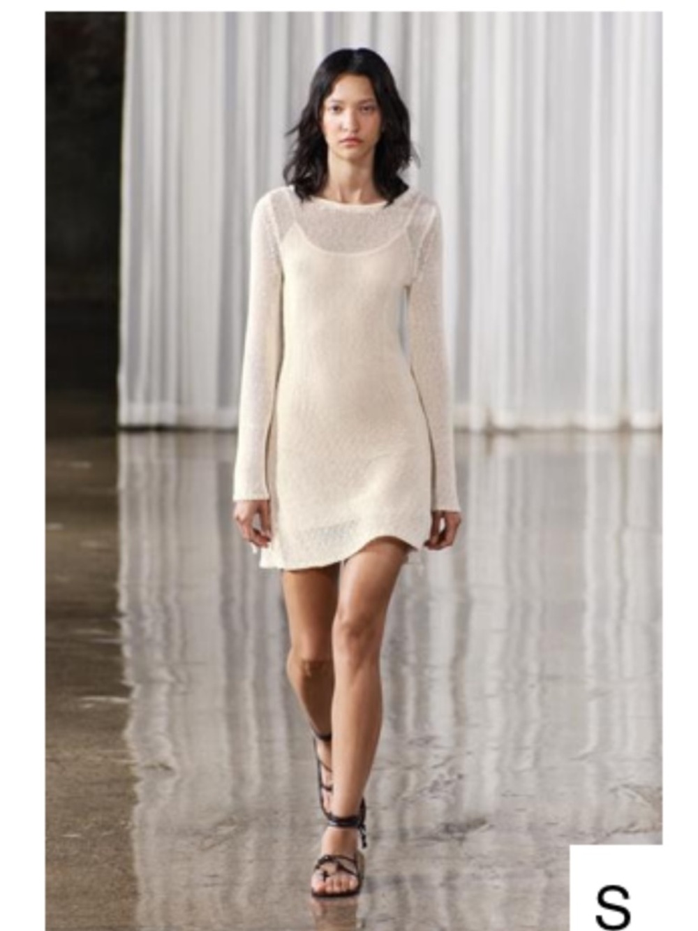 Zara Cream Long-Sleeve Knit Mini Dress